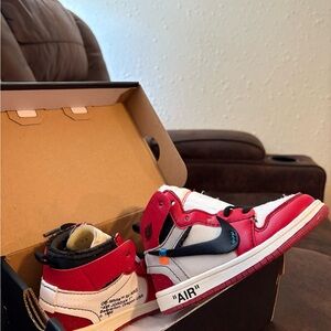 Off-White Kids Red and White Sneakers